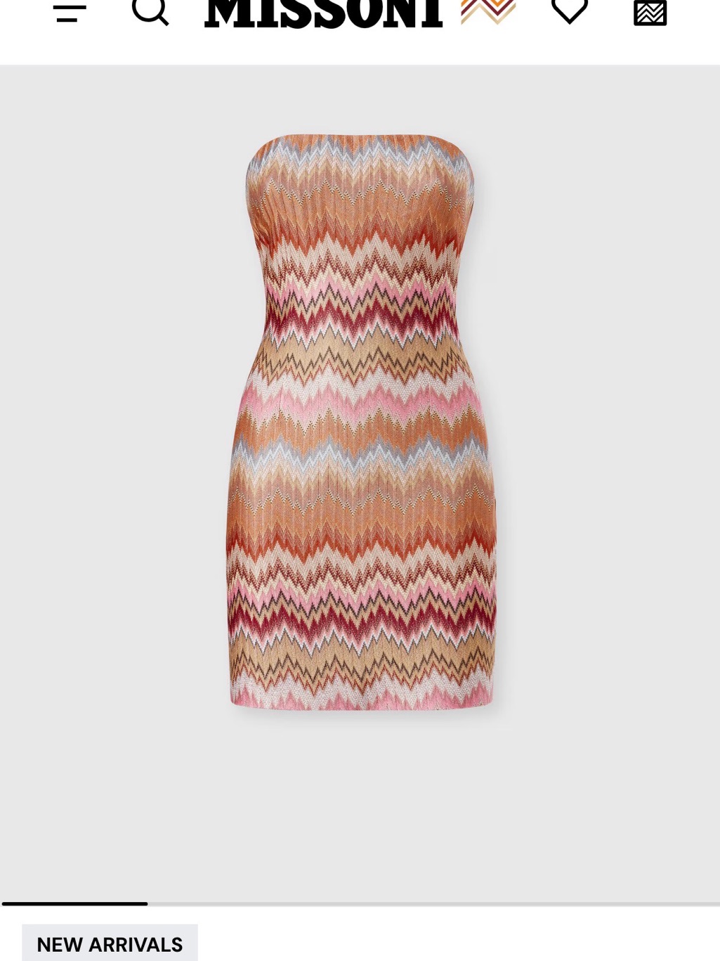 Missoni Strapless Zigzag Knit Mini Dress In Pink, Tan & Cream